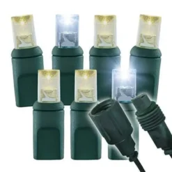 1/5 Strobing Wide Angle Conical LED - 4" Spacing, 70 Bulb, Grn Cord, UL Coaxial RY Plug - Full Wave - Pure White Strobe With Warm White