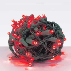 Wide Angle Conical - 4" Spacing, 70 Bulb, Grn Cord, UL Coaxial RY Plug - Full Wave - Red - Balled