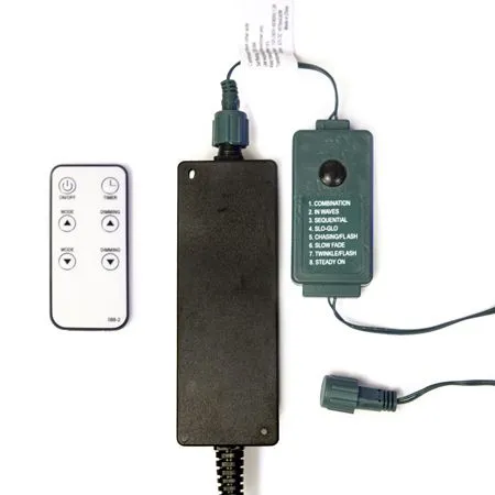 LED Cluster Light Set - 8 Function Memory Controller With Remote - 3 Sets Of 500 Bulbs - Green 4 LED Cluster Light Set - 8 Function Memory Controller With Remote - 3 Sets Of 500 Bulbs - Green - Image 2