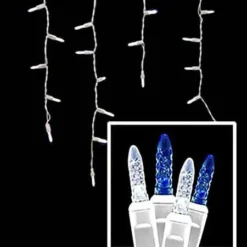 LED Twinkle Icicle Lights - 70 Light Set - Pure White & Blue