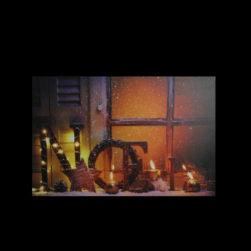 Northlight LED Lighted Noel And Flickering Candles Christmas Canvas Wall Art 12" X 15.75" 4 Northlight LED Lighted Noel And Flickering Candles Christmas Canvas Wall Art 12" X 15.75" - Image 2