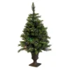3.5' Pre-Lit Green Potted Mixed Cashmere Pine Medium Artificial Christmas Tree - Multicolor LED Lights