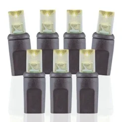 50 Light 2800K Warm White 5 Mm Wide Angle Conical LED Christmas Lights - Brown Wire