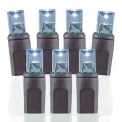 50 Light 4600K Pure White 5 Mm Wide Angle Conical LED Christmas Lights - Brown Wire