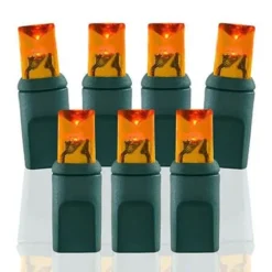 70 Light Amber/Orange 5 Mm Wide Angle Conical LED Christmas Lights