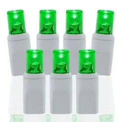 50 Light Green 5 Mm Wide Angle Conical LED Christmas Lights - White Wire