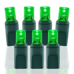 100 Light Green 5 Mm Wide Angle Conical LED Christmas Lights