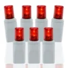 50 Light Red 5 Mm Wide Angle Conical LED Christmas Lights - White Wire