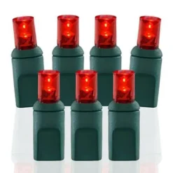 70 Light Red 5 Mm Wide Angle Conical LED Christmas Lights