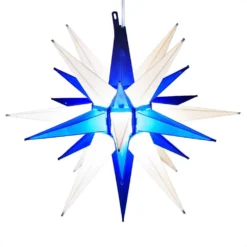 14" Moravian Star, Blue And White