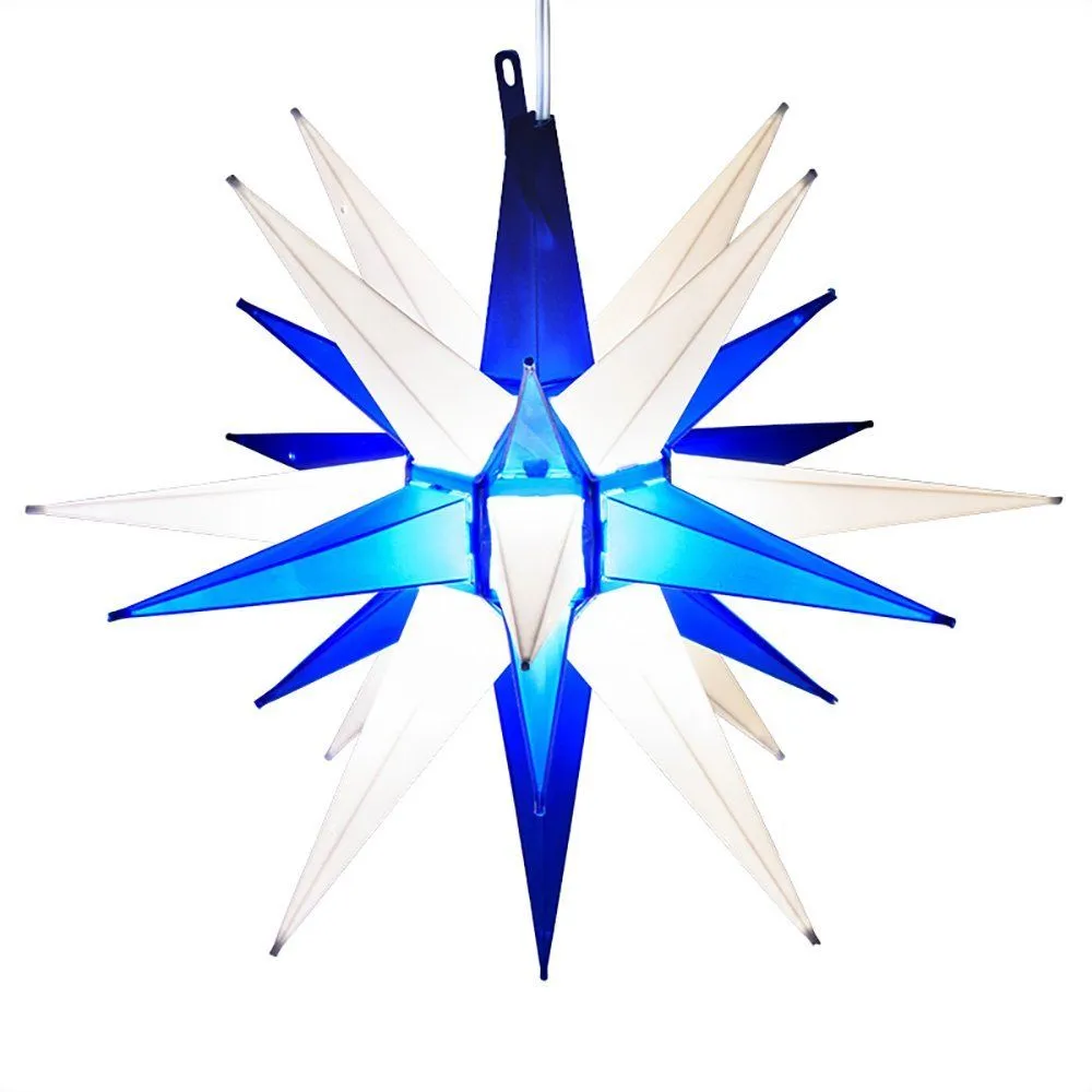 14" Moravian Star, Blue And White 3 14" Moravian Star, Blue And White