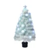 Northlight 4' Pre-Lit Medium White Iridescent Fiber Optic Artificial Christmas Tree, Blue LED Lights